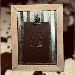 Silver Cross Dangle Earrings